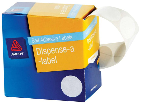 avery self adhesive label dispenser dmc24w white round 24mm 550 pack