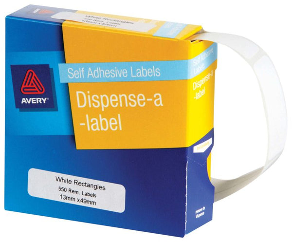 avery self adhesive label dispenser dmr1349w 13x49mm white 550 pack