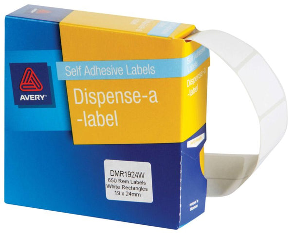 avery self adhesive label dispenser dmr1924w 19x24mm white 650 pack