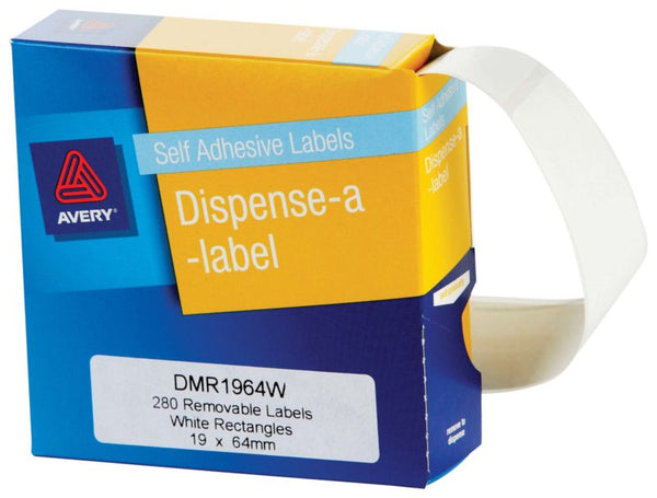avery self adhesive label dispenser dmr1964w 19x64mm white 280 pack