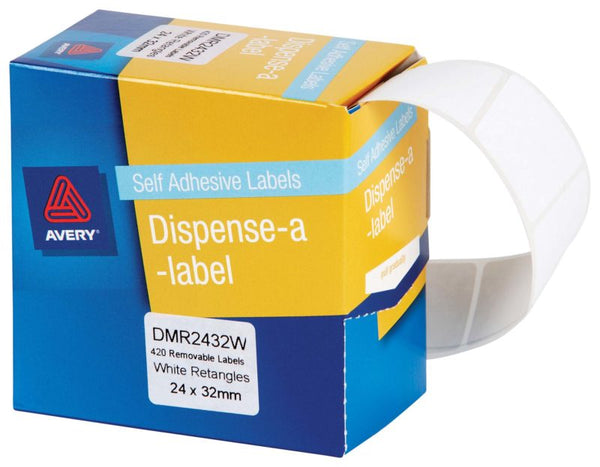 avery self adhesive label dispenser dmr2432w 24x32mm white 420 pack