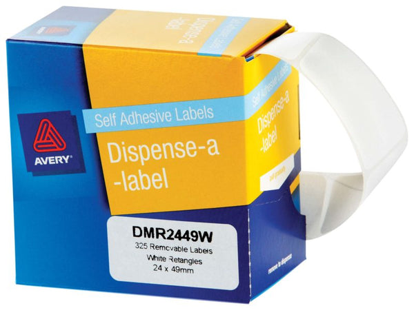 avery self adhesive label dispenser dmr2449w 24x49mm white 325 pack