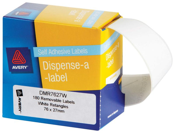 avery self adhesive label dispenser dmr7627w 76x27mm white 180 pack