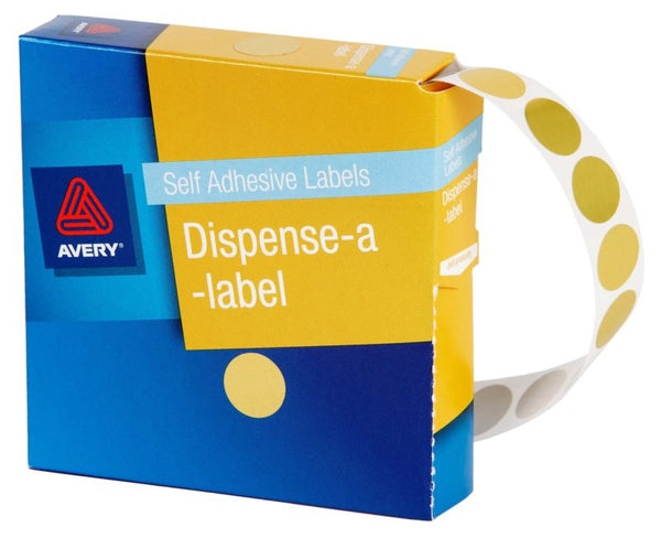 avery self adhesive label dispenser dmc14go gold round 14mm 500 pack