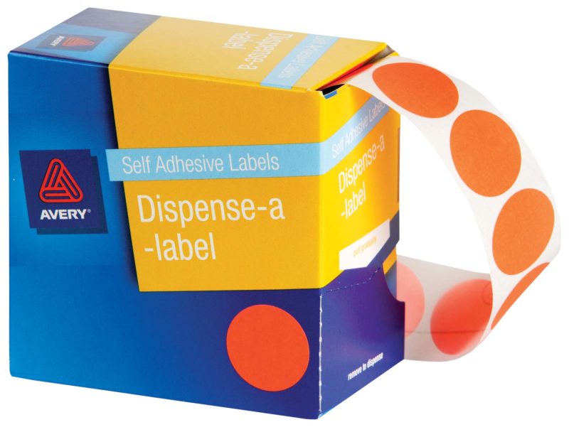 avery self adhesive label dispenser round 24mm 350 pack
