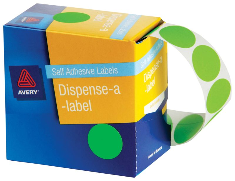 avery self adhesive label dispenser round 14mm 700 pack