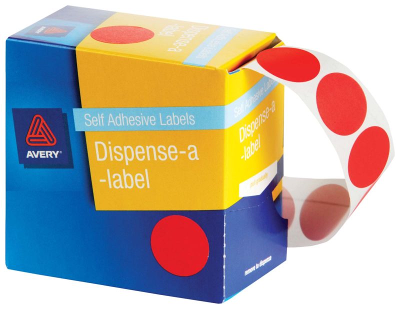 avery self adhesive label dispenser round 24mm 350 pack
