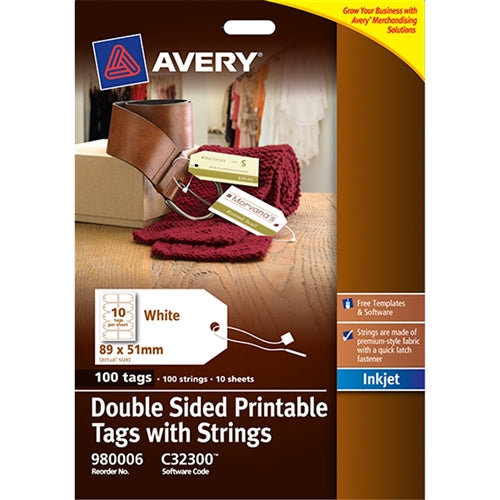 Avery Printable Tag With String 10 Sheets 10up (100 Strings)