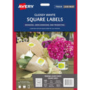 avery square glossy labels 10 sheets 20up white l7124