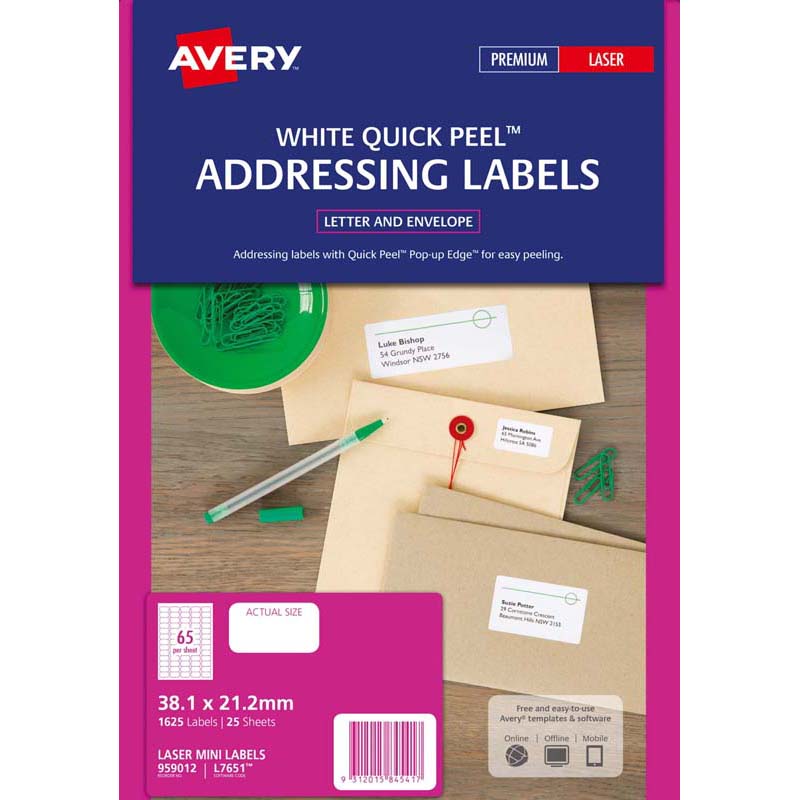 avery addressing laser labels l7651 white 25 sheets