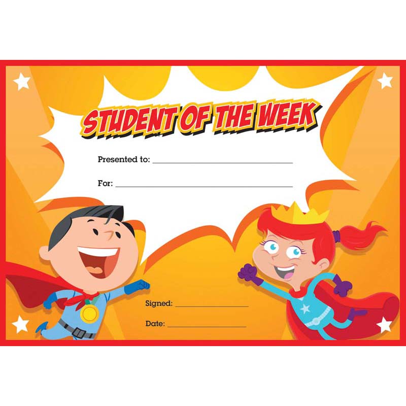 avery certificates student of the week pack of 36
