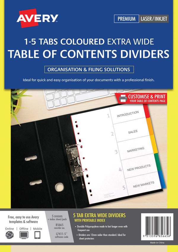 avery dividers a4 colouRED pp extra wide#tabs_5