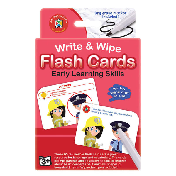 Learning Can Be Fun Write & Wipe Flashcards Early Learning Skills With Marker