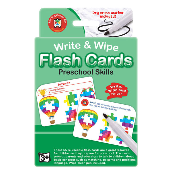 Learning Can Be Fun Write & Wipe Flashcards Preschool Skills With Marker