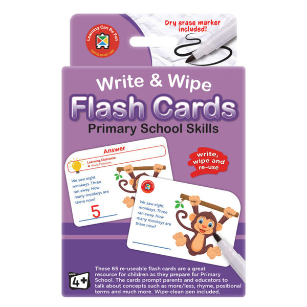 Learning Can Be Fun Write & Wipe Flashcards Primary School Skills With Marker