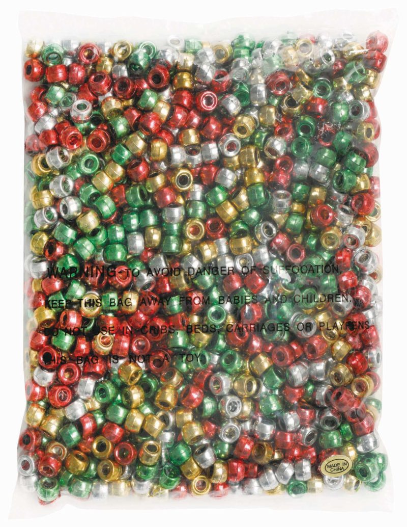 EC Beads Pony 1000 Piece Silver Gold Red Green