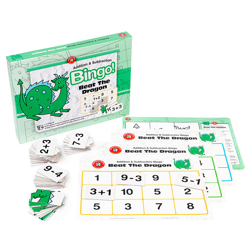 Learning Can Be Fun Addition & Subtraction Beat The Dragon Bingo Game