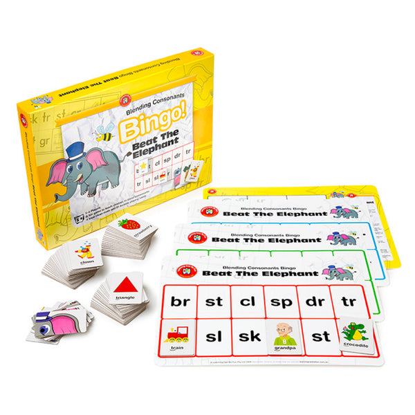 Learning Can Be Fun Blending Consonant Beat The Elephant Bingo Game