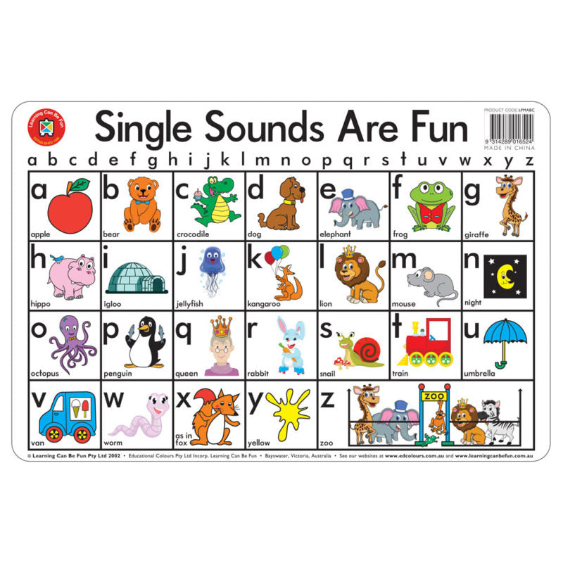 Learning Can Be Fun Single Sounds Are Fun Desk Placemat