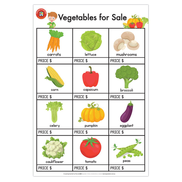 Learning Can Be Fun Vegetables For Sale Wall Chart