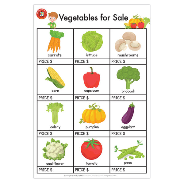Learning Can Be Fun Wall Chart Vegetables For Sale