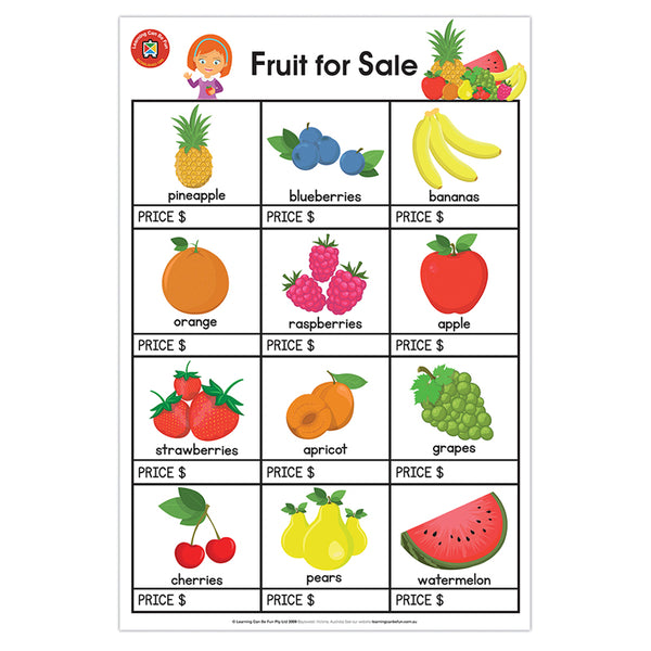 Learning Can Be Fun Fruit For Sale Wall Chart
