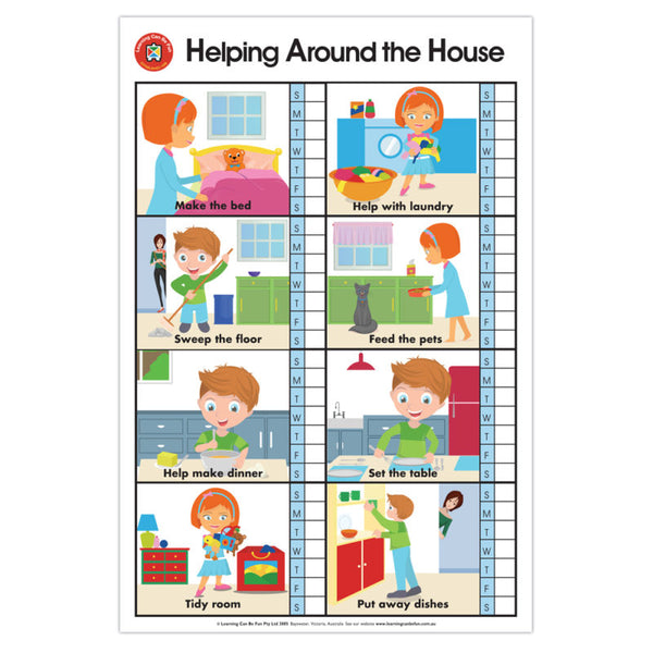 Learning Can Be Fun Wall Chart Helping Around The House Poster