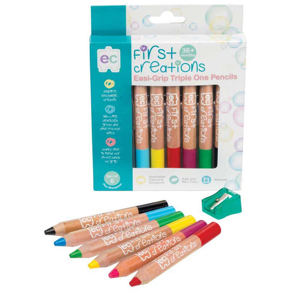EC First Creations Easi-grip Triple One Wooden Pencil Sets#Pack Size_PACK OF 6