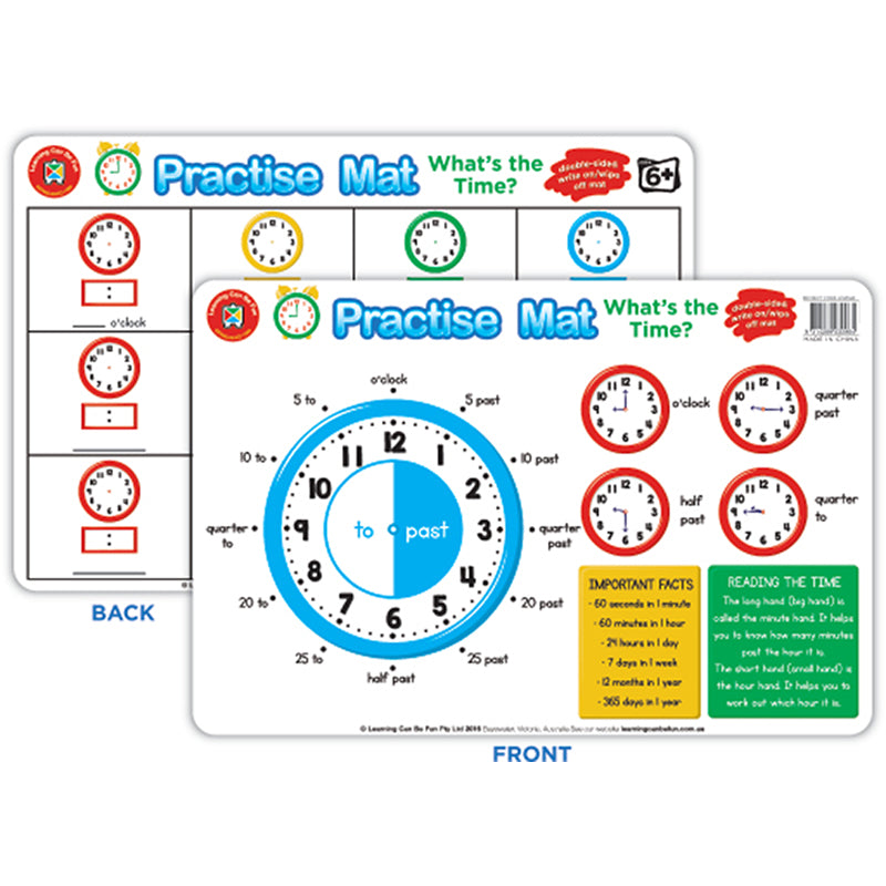 Learning Can Be Fun What's The Time Practice Mat