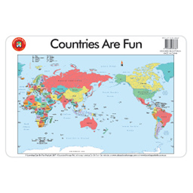 learing can be fun wipe and clean placemat countries are fun non-toxic size 44cm x 29cm