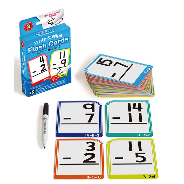 learing can be fun write & wipe flashcards subtraction with marker
