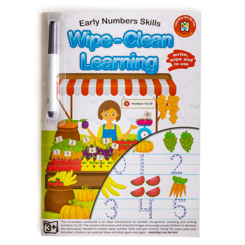 Learning Can Be Fun Wipe Clean Learning Book Early Numbers Skills With Marker