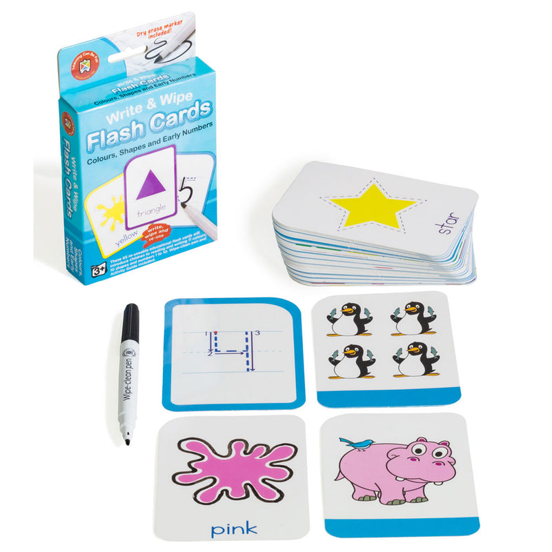learing can be fun write & wipe flashcards colour shape number with marker