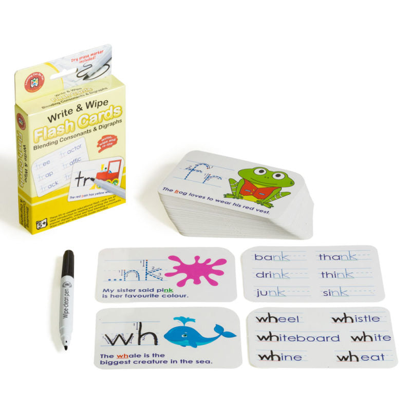 Learning Can Be Fun Write & Wipe Flashcards Blending Consonants W/marker