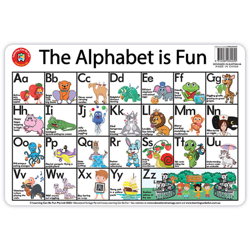 Learning Can Be Fun Alphabet Is Fun Desk Placemat
