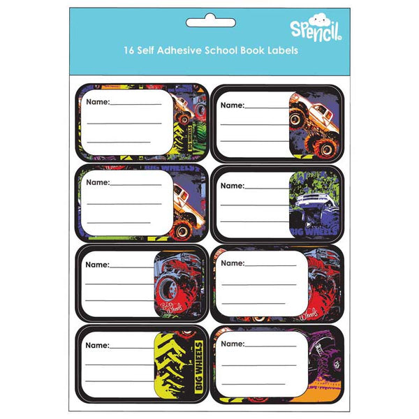 spencil big wheels ii name & subject labels sheet of 16