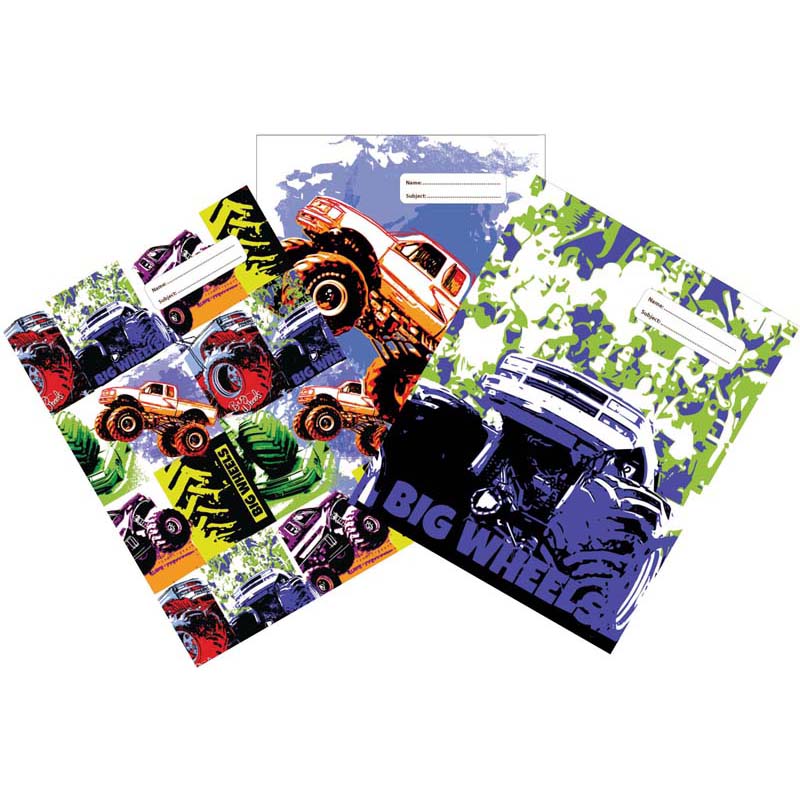 spencil big wheels ii book cover pack 3 ASSORTED designs