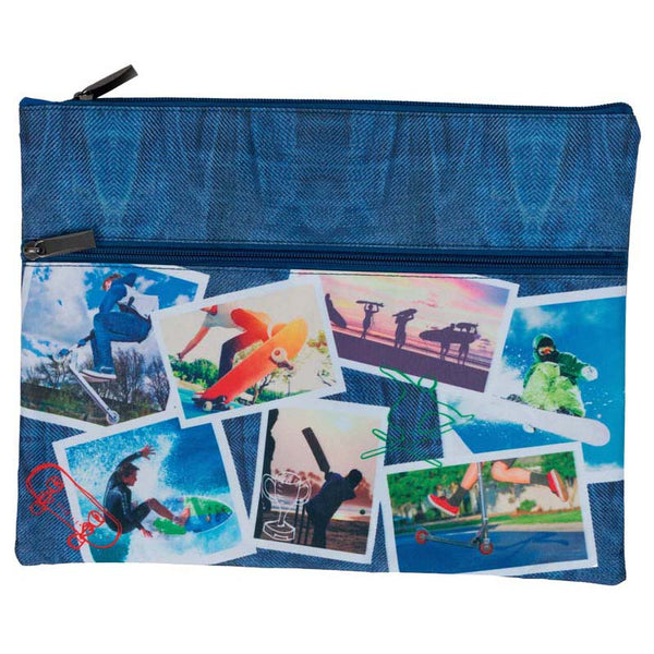 spencil sports collage pencil case a4 2 zip