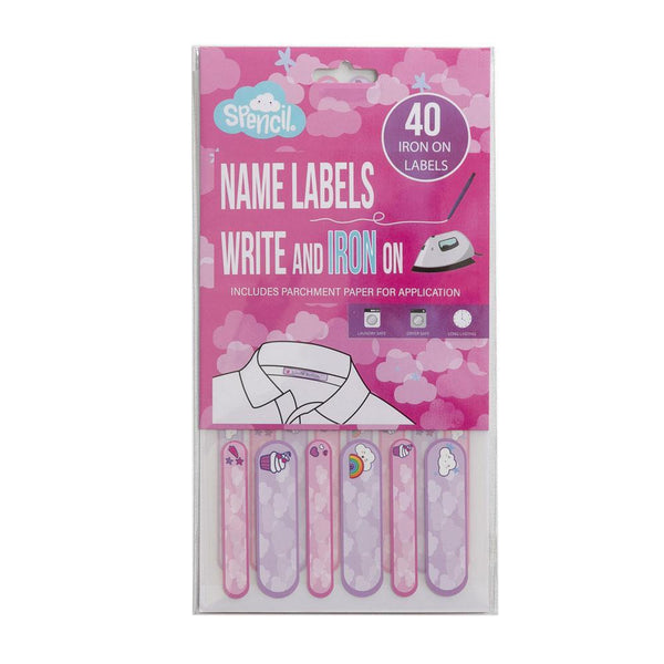 spencil write and iron on name labels 40 pack#colour_PINK