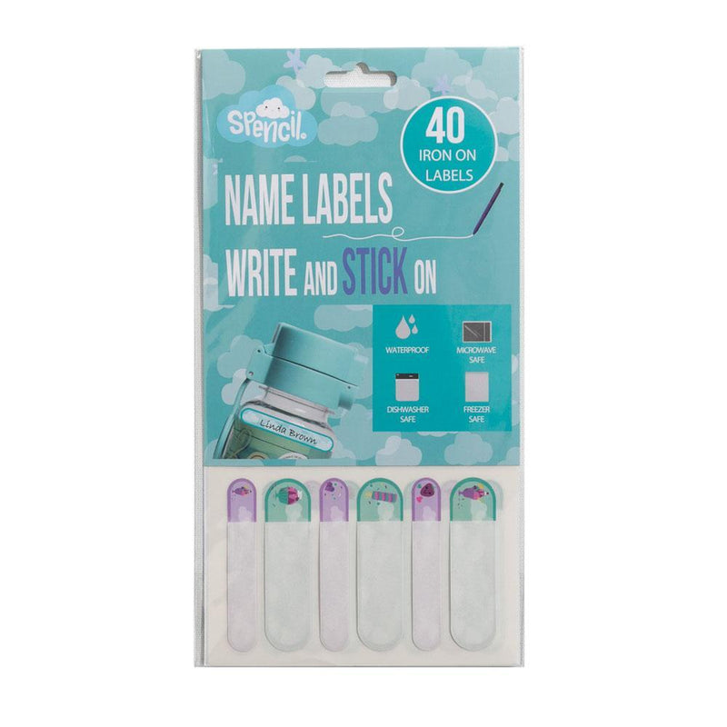 spencil write and stick on name labels 40 pack