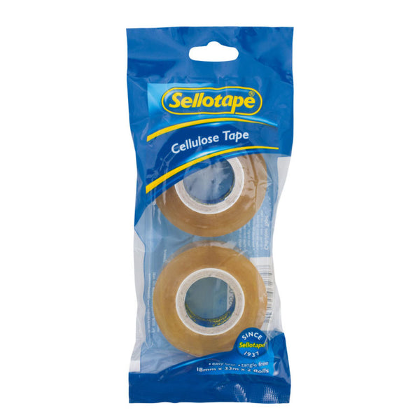 sellotape 3274 cellulose 2-pack size 18MM x 33m CLEAR tape easy tear TANgle free