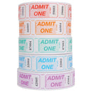 Globe Admit One Tickets Assorted Colours Single Roll