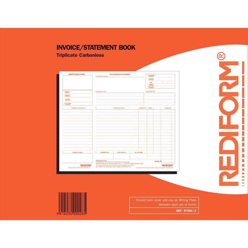 Rediform Book Rtinv/3 Invoice Statement Triplicate 50 Leaf