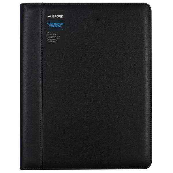 Milford Compendium With Zipper Black Pu 340x270mm