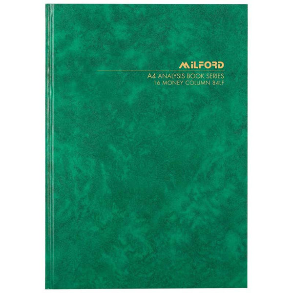 Milford A4 84lf 16 Money Column Analysis Book Hard Cover
