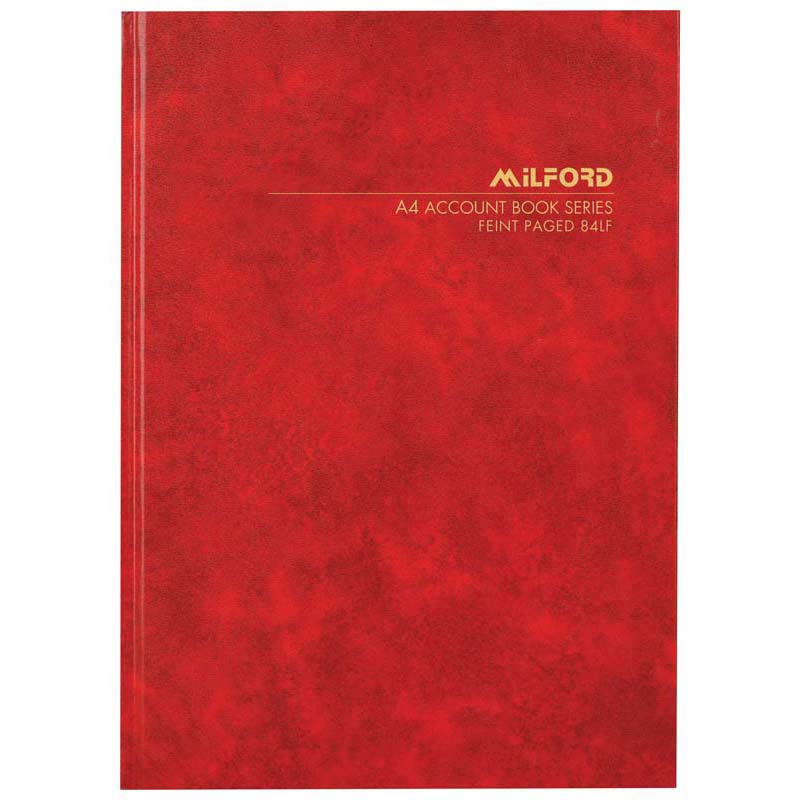 Milford A4 84lf Feint Paged Book Hard Cover