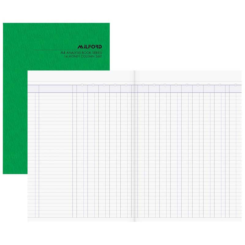 milford a4 14 money column 26 leaf limp analysis book
