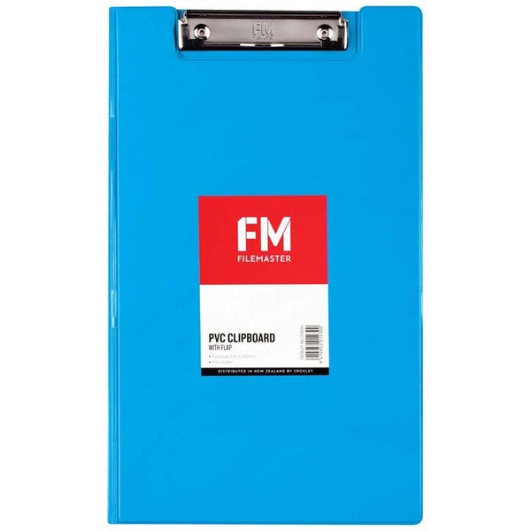 fm pvc clipboard with flap size foolscap#colour_ICE BLUE