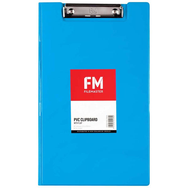 fm pvc clipboard with flap size foolscap#colour_ICE BLUE