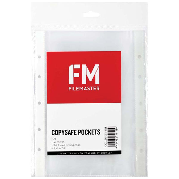 fm pocket copysafe size a5 40 micron hangsell 10 pack polypropylene